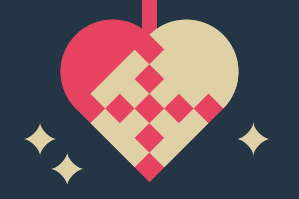 Illustrasjon av flettet julehjerte