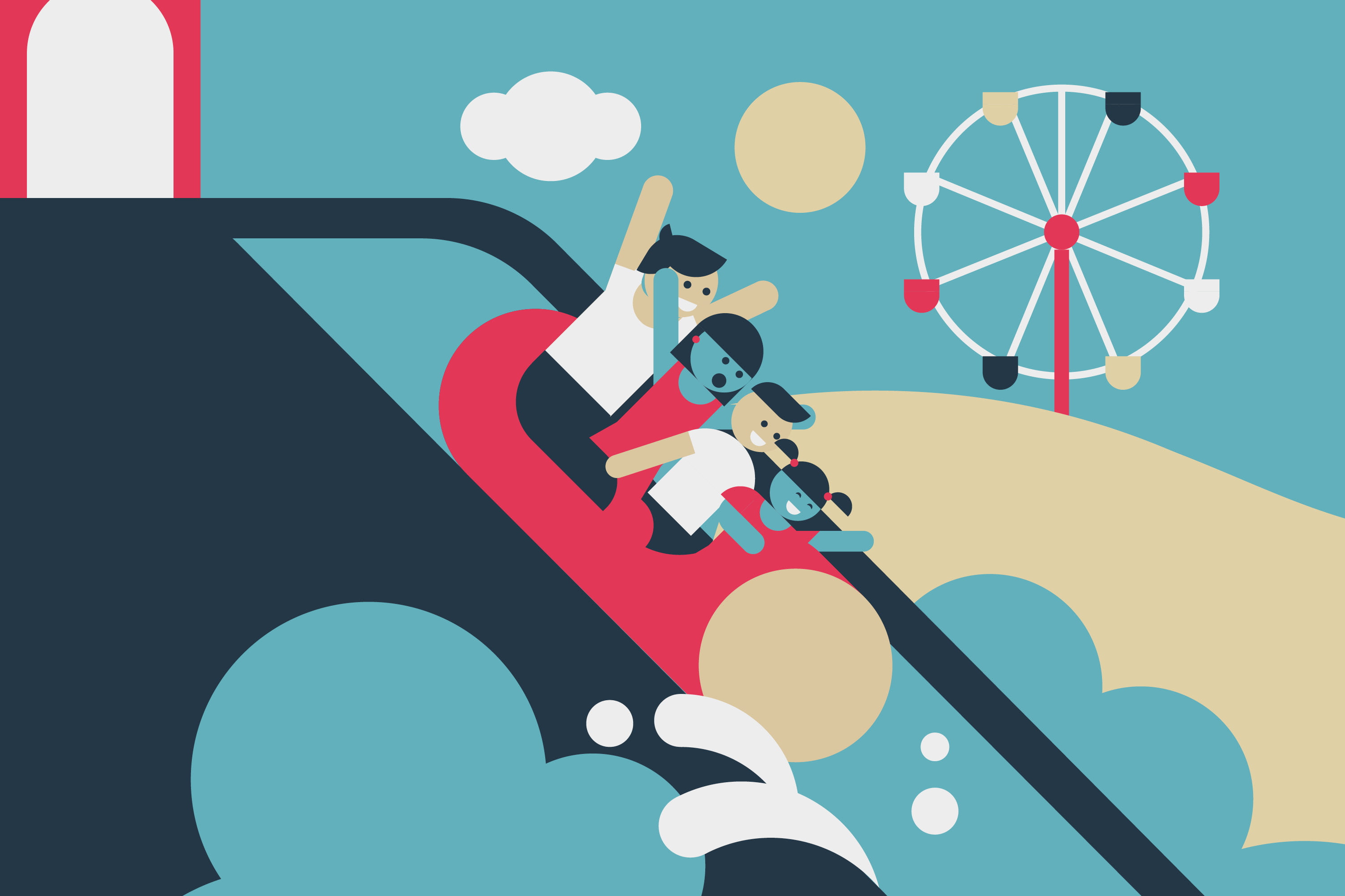 Familie i tømmerrenna